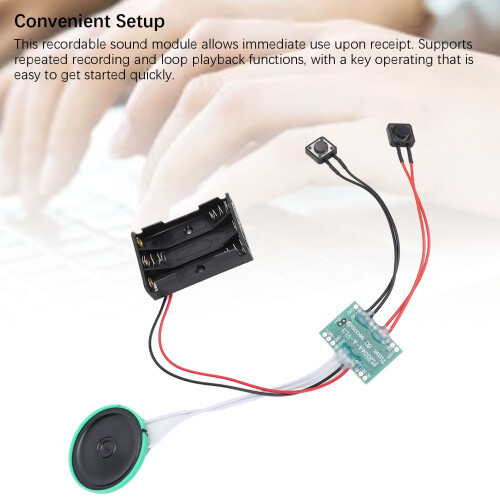 Voice Greeting Card Module 60s Loop Playback, 10cm Cable, DIY Sound Recorder 2