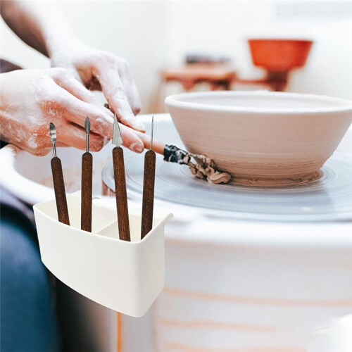 Pottery Wheel Organizer, Pottery Tools Holder, Plastic Storage Shelf with Adjustable Slots 1