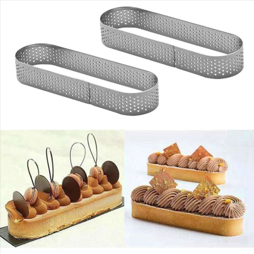 100er-Packung ovale Tarteringe, perforierte Backringe, Gebäckringe, Edelstahl 2