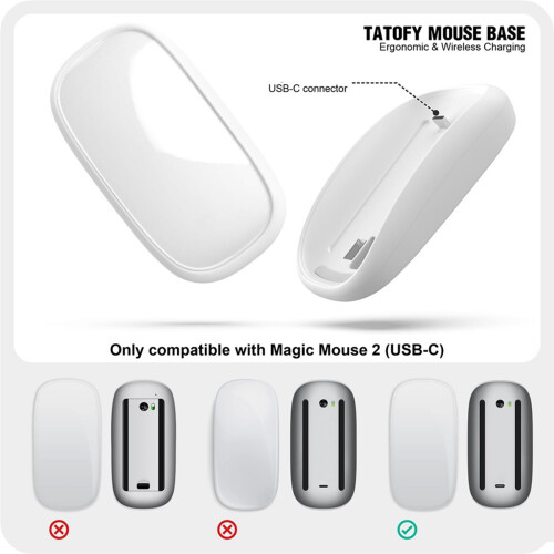 2X Mouse Charger for Magic 2 USB C Wireless Charging Support Ergonomic 2