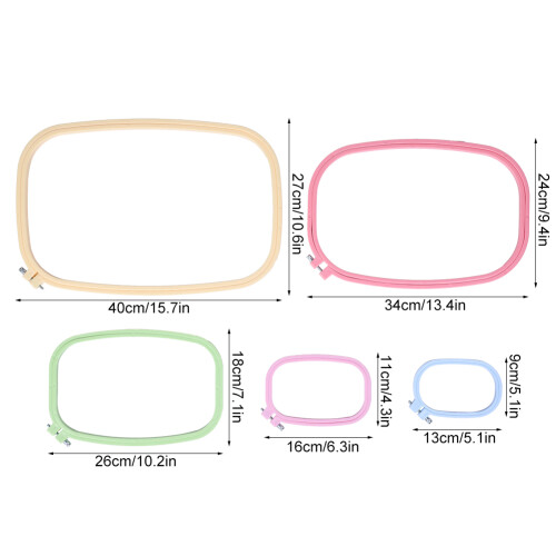 5Pcs Embroidery CrossStitch Hoops Set, Multi-Size ABS Plastic Frames 2