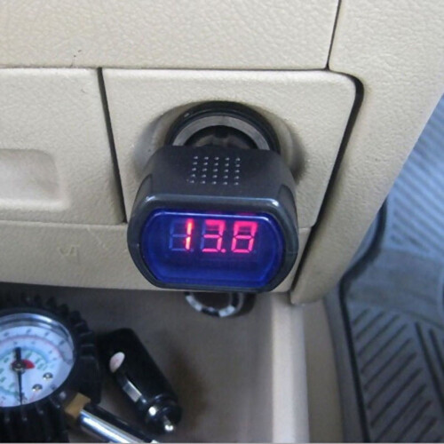 LED-display cigarettändare bil batteritestare spänning voltmeter 1