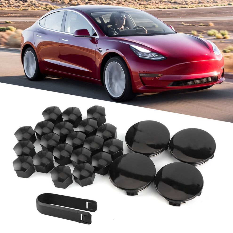 4Pcs Tesla Hub Center & Lug Nut Covers Abs Fit Model 3 Y S X 5031391952918