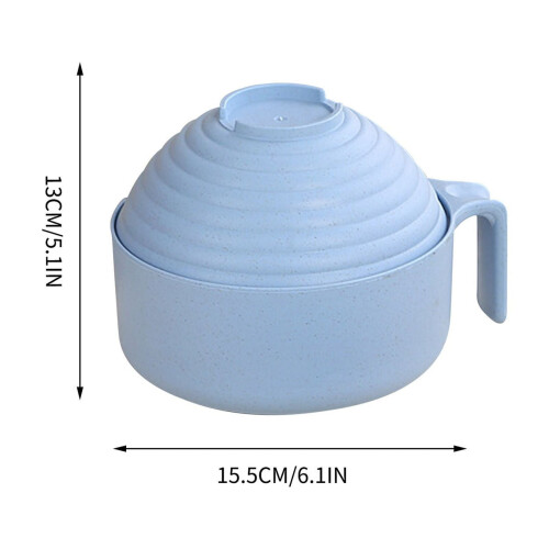 Ramen Bowl Set with Utensils and Lid 33 oz Blue 2