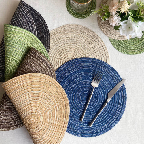 XIUH Cotton Circular Placemats 7.86 in 4 Pack 2