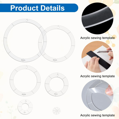 6 Pcs Acrylic Circle Stencils 1-6 Inch Clear Quilting Templates Sewing Patchwork DIY 1