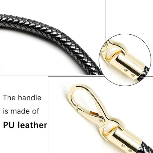 2PCS 20" Braided PU Leather Purse Straps, Replacement Handles Black 2