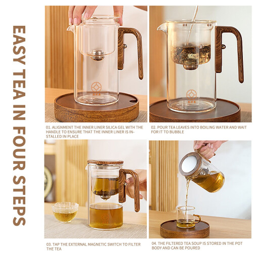 Glass Teapot with Strainer and Magnetic Floating Cup 2