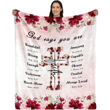 Couverture chrétienne avec verset biblique inspirant 50" x 60"