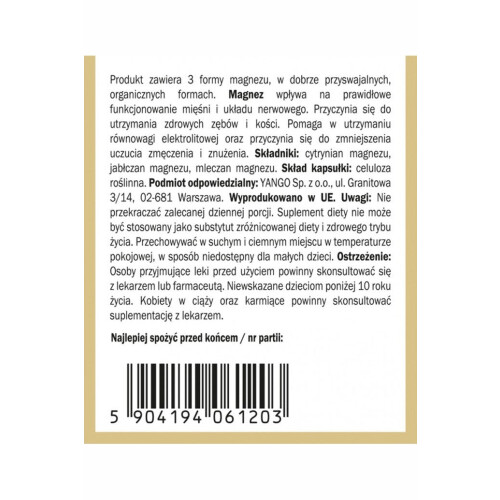 YANGO Magnez 3 formy - 90 Capsules 2