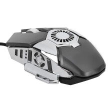 RGB Wired Gaming Mouse 6 Buttons 128x80mm Gray with Fan