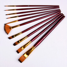 10pcs Artist Paint Brush Set — Nylon Hair, Multiple Sizes & Shapes