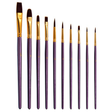 10pcs Artist Paintbrush Set with Nylon Hair, Multiple Sizes & Shapes
