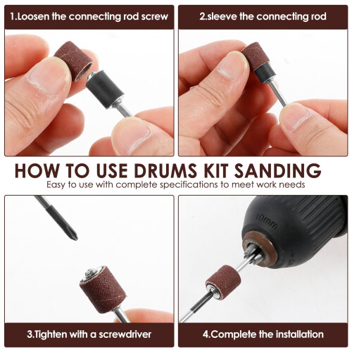 Sanding Drum Set 80/120/240 Grit 307PCS for Rotary Tools 2