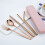 Rose Gold Titanium-Coated Cutlery Set Fork Spoon Chopsticks 2