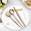 Rose Gold Titanium-Coated Cutlery Set Fork Spoon Chopsticks 5