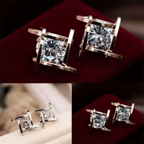 Elegant925Ασημένια σκουλαρίκια με ασημένια ζιρκόνια για γυναίκες, κοσμήματα δώρα, 1