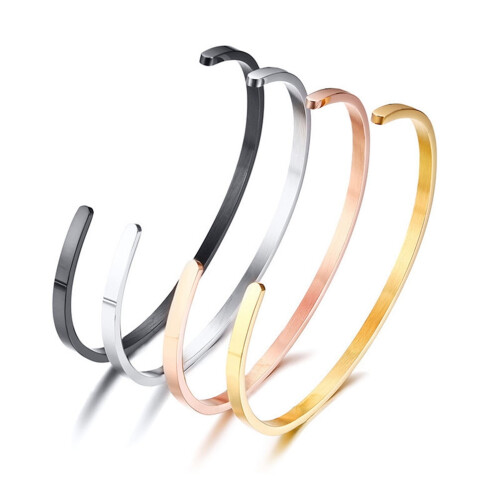 Rostfritt stål C-format armband svart 8mm 1