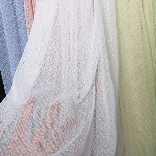 Dot Pattern Mesh Fabric Light Yellow 36x59in 1
