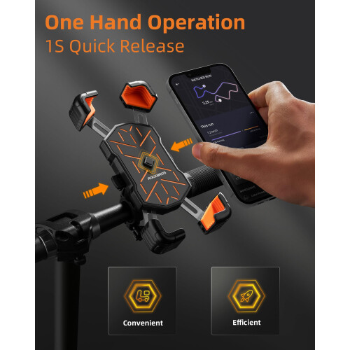 Suporte para celular de bicicleta com liberação rápida e rotação de 360 para guidão, compatível com celulares de 4,5 a 7,1 polegadas. 2