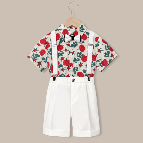 Boy Easter Semi-Formal Outfit Red Short Sleeve Button Down 1