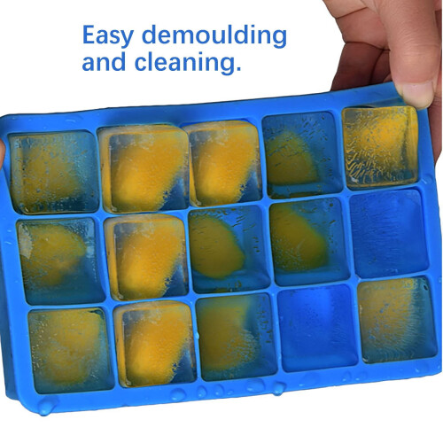 Bac à glaçons en silicone avec couvercle, empilable, 15 cubes 2