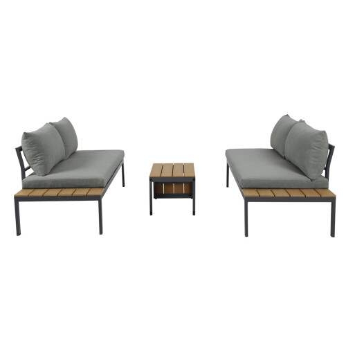 MORE4HOMES (Grey) TAMPA GARDEN CORNER SOFA OUTDOOR SOFA SET with TABLE 2