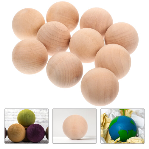 Solid Wood Balls Wooden Ball Khaki 10pcs 2