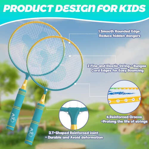 Badminton racket set with soft grip and lightweight shuttlecock 2