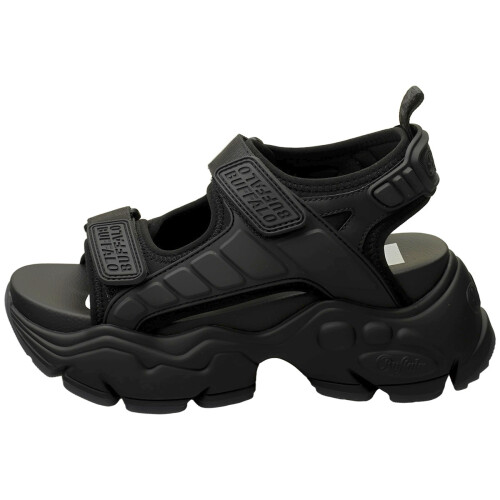 Buffalo (6.5) Buffalo Binary Track Vegan Womens Platform Sandals in Black 2