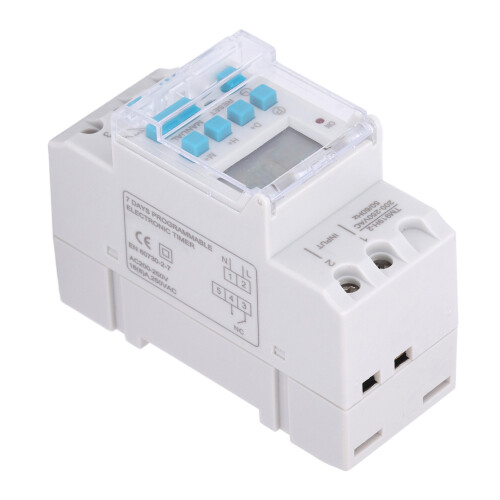 7-Day Programmable Digital Timer Switch, 16A Resistive, 8A Inductive, LCD Display, 3.56.58.7cm 2