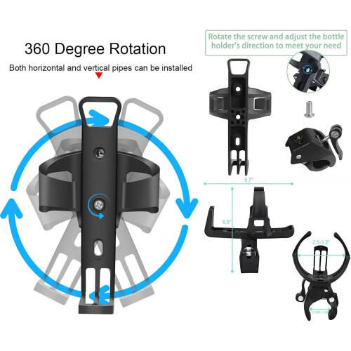 2 Pack Adjustable Bike Water Bottle Holder 360 Rotatable Cup Cage for MTB Stroller 1