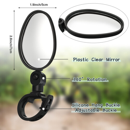 Hestya 2 Pcs Bicycle Mirrors 360 Adjustable, Bicycle Accessories 1