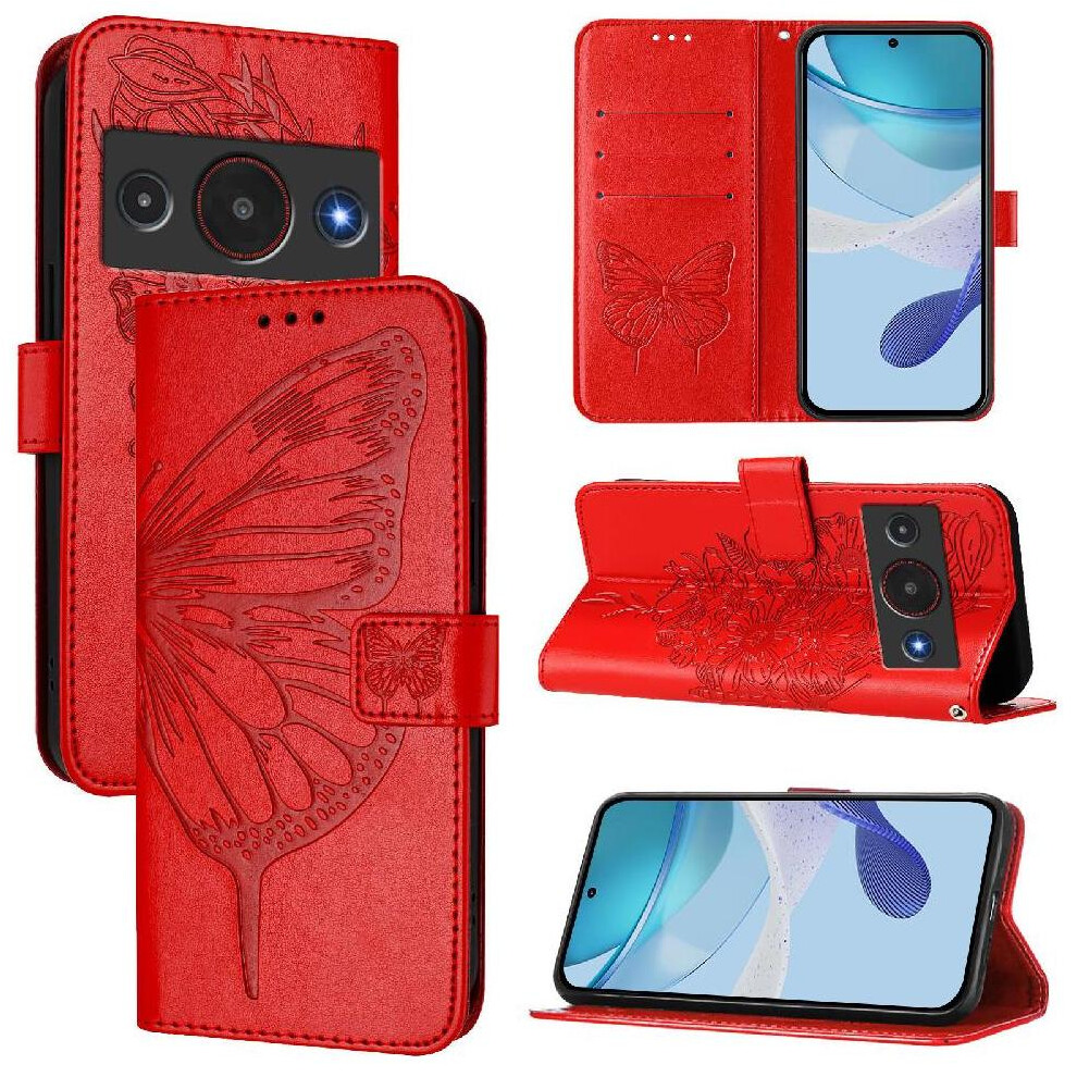 () Case For Zte Blade A75 Pro 5G Magnetic Premium Leather Embossing Butterfly Flip Cover 764563220779