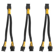 3PCS GPU PCIe 8 Pin Female to Dual 2X 8 Pin (6+2) Male PCI Express Power Adapter Braided Y-Splitter Extension Cable