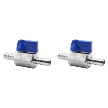 2X 304 Stainless-Steel Valve, 10 mm Barb Shut-Off Valve, Pagoda Joint Garden Tap for Water, Gas, Oil, Fuel