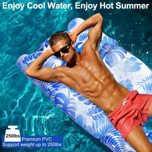 Inflatable Pool Lounger Float Blue 1