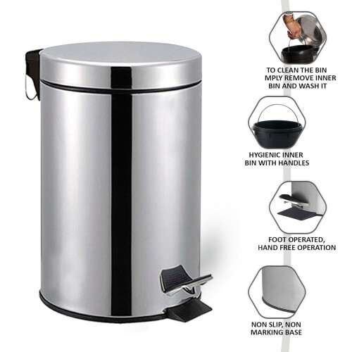 3L Stainless Steel Pedal Bin 2