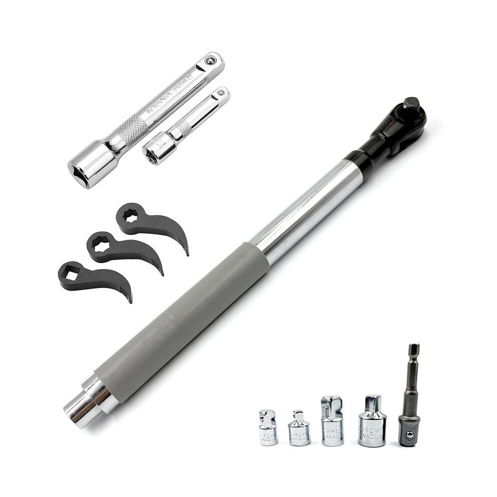 Offset Extension Wrench Impact, High Torque Electric Ratchet Wrench With 4 Socket Adapters, Pry Bar Wrench Adaptor 4713074301282