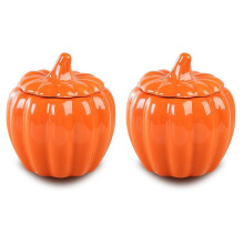 Kürbisbehälter Aus Keramik, Halloween-Kürbisbehälter, Kleine Herbst-Süßigkeitenschale mit Deckel für Festival-Partys, Herbst-Tischdekoration