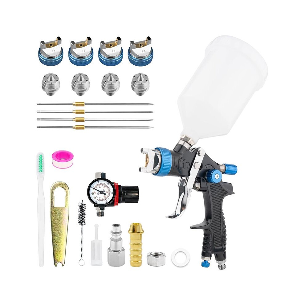 Hvlp Paint Spray Gun Kit With 4 Nozzles For Automotive & Home Projects - 6031929434182