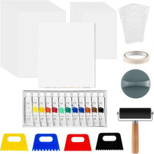 8'' X 10'' Gel Printing Plate Kit,with Gelatin Plate,Brayer,Printmaking Paper,Acrylic Paint,Scraper Tool for Card Making
