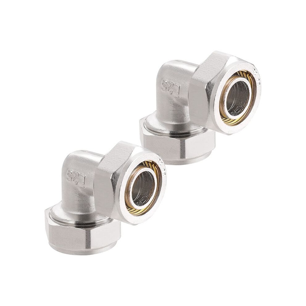 2Pc 3/4Inch Elbow Air Piping Fittings, Brass-Nickel Plated, 200Psi, Air Fittings For Shop Garage Compressed 6031045834798