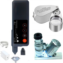 Diamant-Teststift, Präziser Diamant-Tester und 60-Fache -LED-Lupe und 40-Fache Vollmetall-Lupe mit Beleuchtung für Anfänger