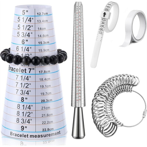 5pack Ring Sizer Measuring Tool Kit, US Ring Size 0-13, Adjustable Bracelet Mandrel 5-9" Wrist Sizer for Jewelry Making
