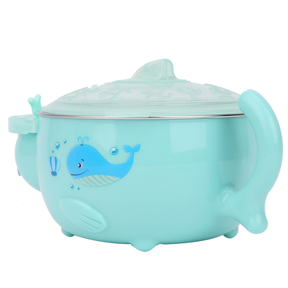 Stainless Steel Baby Insulation Bowl with Suction Cup, Green, 300ml