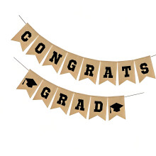 Retro Graduation Pennant Hanging Ornament Linen Fabric Bunting