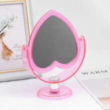 NICEXMAS Pink Heart Two Sided Acrylic Makeup Mirror Lightweight Decorative Desktop Mirror For Home Use