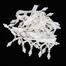 Pearl Beads Tassel Ribbon Edge Trim Pendant - Handmade DIY Decor 4.5cm