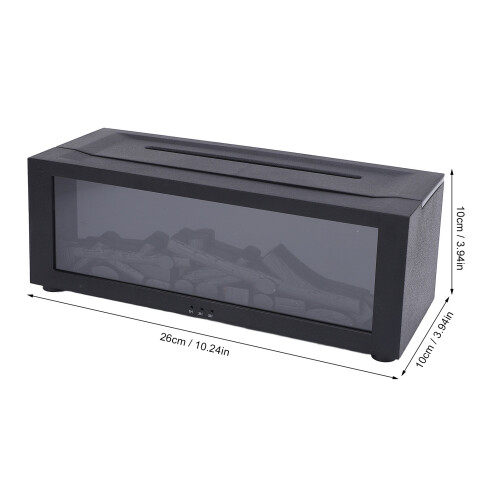 3D Flame Fireplace Humidifier 26cm Black with Remote & Timer 1